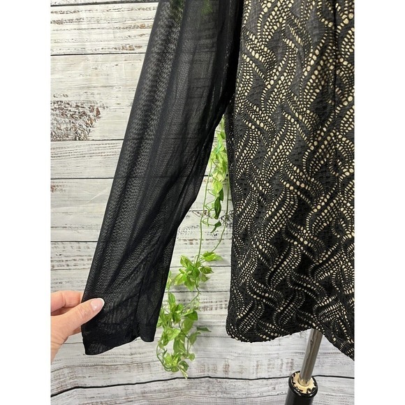 Ashley Stewart Blouse Plus 18 20 Black Gold Mesh Cocktail Evening Wedding Slim - Picture 7 of 11